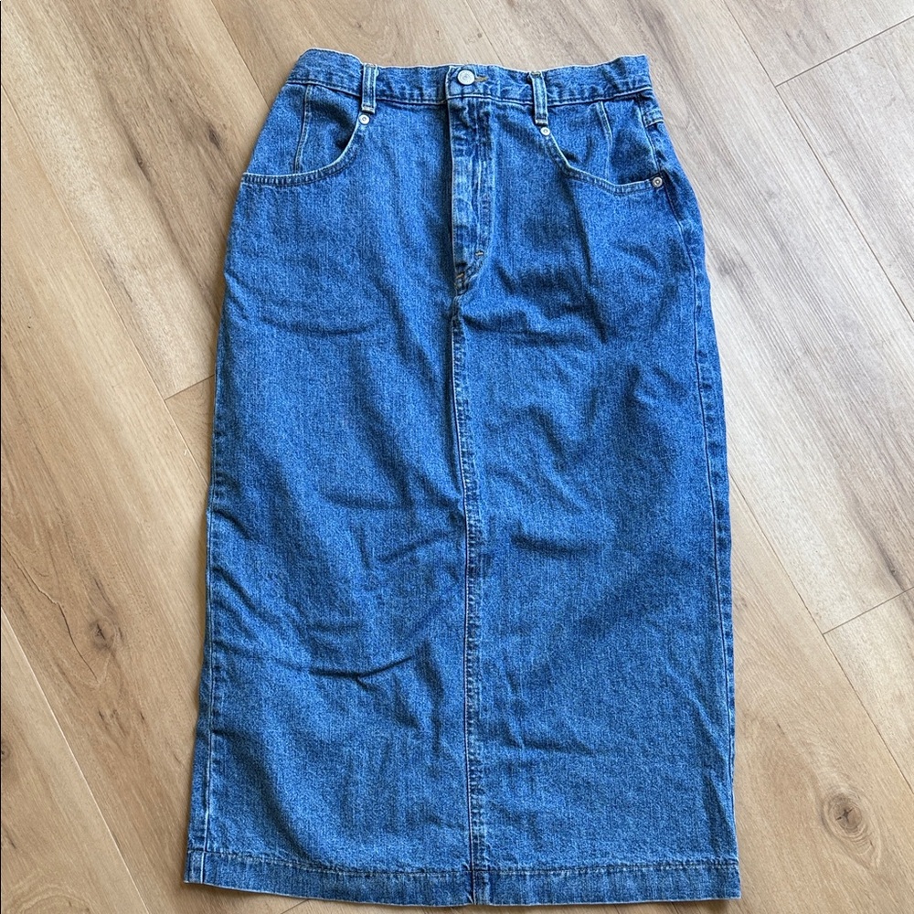Vintage Lee Blue Denim Midi Skirt